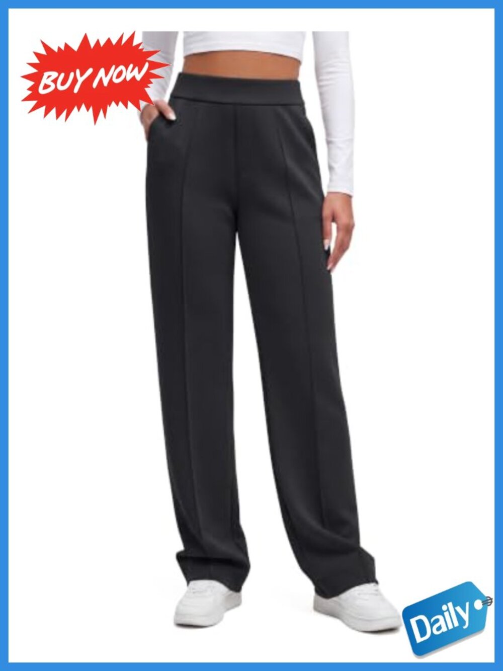 Straight Leg Sweatpants with Pockets High Waist Pull On Lounge Pants